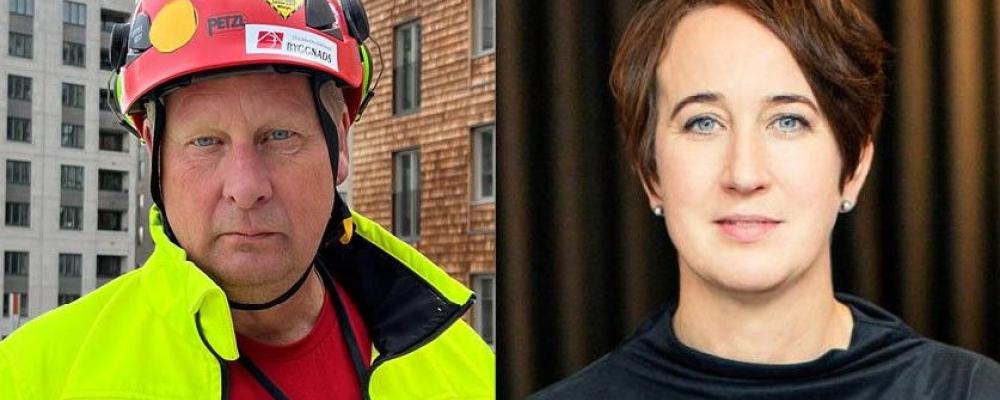 Tomas Kullberg, f.d. ordförande Byggnads Stockholm-Gotland och Kristin Andersson, Vd Stockholms Byggmästareförening. Pressbild:  Byggnads Stockholm-Gotland