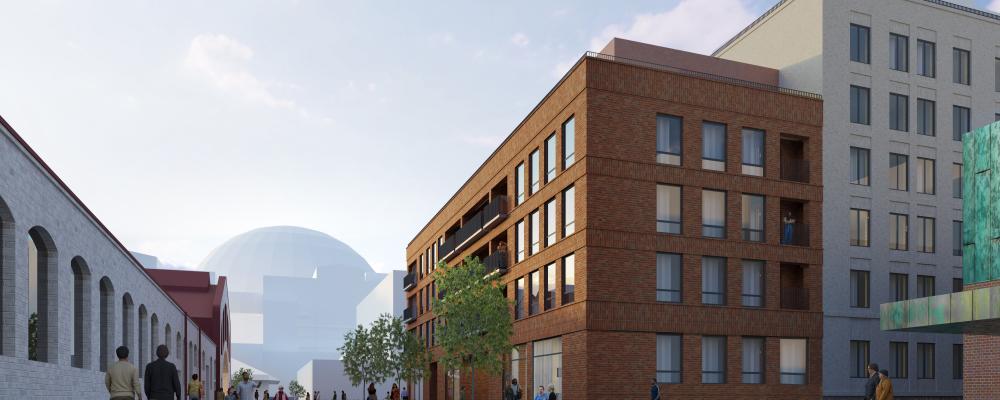 Hjälpslaktaren Dreem Kv H Östra - Perspektiv Styckmästargatan. Pressbild: DREEM arkitekter