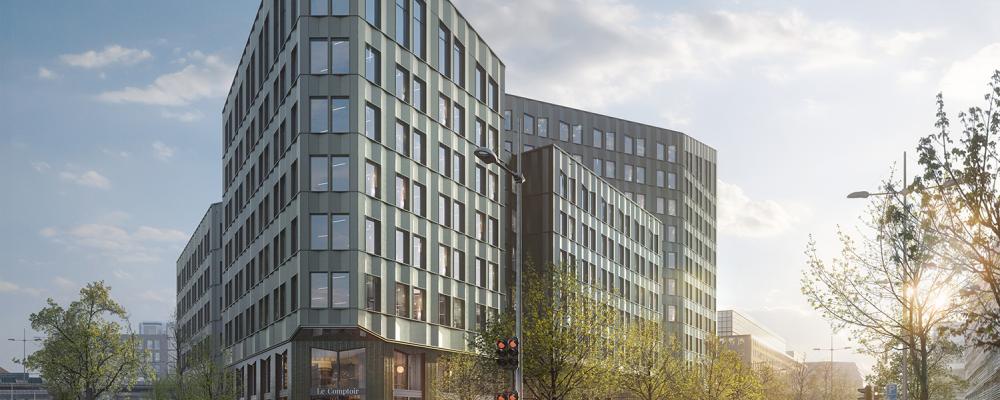 Skanskas nya kontorshus Olivin är ett hållbarhetsmässigt spetsprojekt. Bild: Skanska