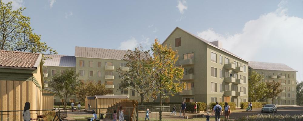 Illustration över byggrätter i Hässelby Villastad i Stockholm.  Pressbild: Realy Bostad