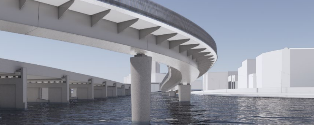 Den nya gång- och cykelbron sedd underifrån. lustration: Foster&Partners