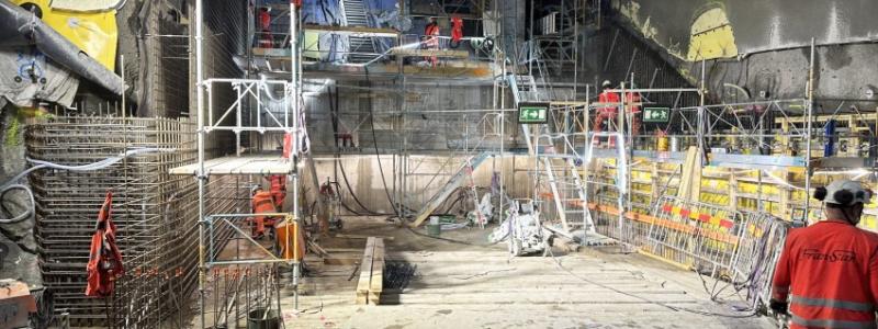 Så här ser norra änden av station Hagastadens plattform ut just nu. Foto: Region Stockholm