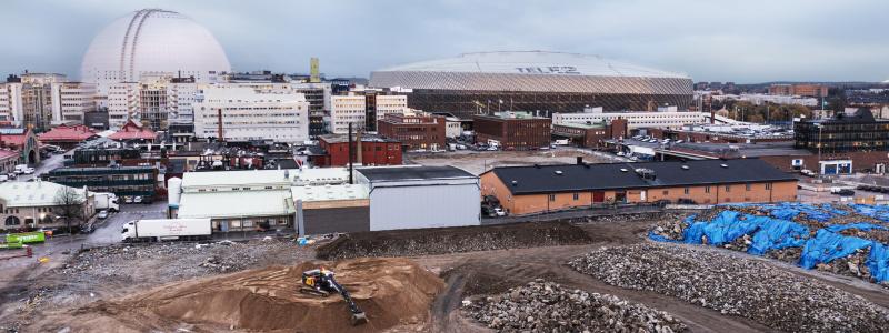 Slakthusområdet från ovan. Foto:Volvo Construction Equipment
