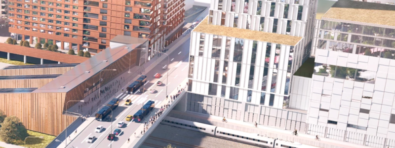 Den nya stationsentrén tar form mer och mer. Bild: Trafikverket