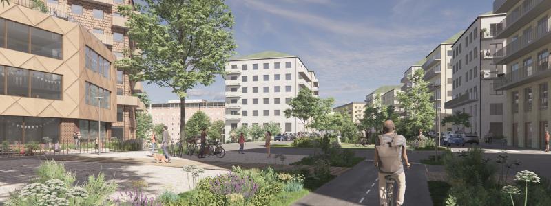 Järnvägen byggs ut från två till fyra spår mellan Huvudsta och Duvbo. Bild: AIX Arkitekter