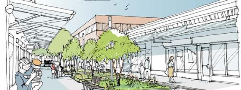 Hässelby torg. Illustration: Stockholms stad