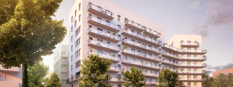 Visionsbild flerbostadsprojektet Hestur i Kista äng
