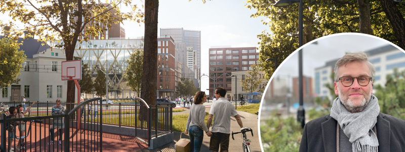 Jesper Ackinger, stadsdelsdirektör på Norrmalms och Östermalms stadsdelsförvaltning. Illustration: Stadsutvecklarna i Värtahamnen