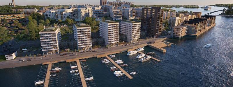 Kvarnholmen i Nacka.  Pressbild: Peab