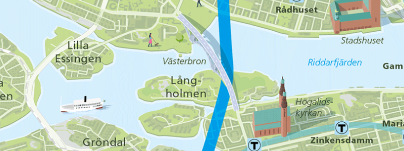 Nya utredningar visar att Gula linjen kan byggas utan teknikbyggnad på Långholmen. Region Stockholm/Martin Thelander