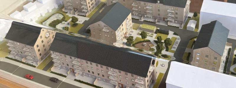 Modell över området Smycka i Gustavsberg. Pressbild: Lindbäcks