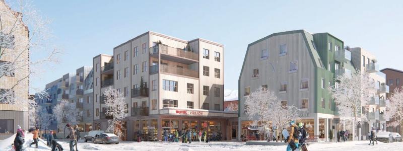 Torghusen vid Väsjö torg i Sollentuna. Pressbild: Hanssons Hus Entreprenad
