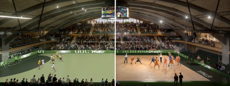 Ulvsunda idrottscentrum basket handboll Fotograf: White Arkitekter