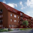 Brf Aroma byggs enligt Svanens krav för miljöcertifiering. Pressbild: OBOS