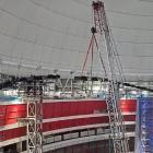 Renovering av Globen Avicii-Arena - Innerringen monteras. Foto: Layher