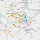 Behovsanalysen pekar ut flera möjliga tunnelbane- och spårvägssatsningar i Stockholmsregionen. Karta: Miljöpartiet