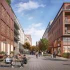 Mittstråket, med Väsby centrum i ryggen och i riktning mot Vilundaområdet. Här, bland hundratals bostäder, skapas ett bilfritt mittstråk för fotgängare med livfull karaktär och variation av grönska med stora träd.

Visionsbild: Arkitekt Equator, visualisering av Walk the Room