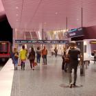 Visionsbild av station Gullmarsplans plattform för Blå linje. Visionsbild: Region Stockholm/Sweco