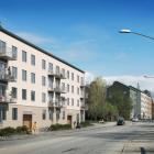 Visionsbild på de nya Stockholmshusen längs med Mårbackagatan. Nyrén arkitekter
