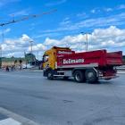 Lastbil vid Slussen i Stockholm. Foto: Stina Wickenberg