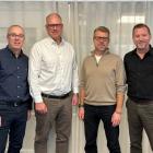 Från vänster. Daniel Klerdal, Strategy Manager Assemblin El, Fredrik Allthin, EVP Division Manager Assemblin Sweden, Martin Klasson, partner and business developer Wasastadens Eltjänst, Jonas Åhman, Regional Manager Uppsala Stockholm, Assemblin El. Pressbild: Assemblin