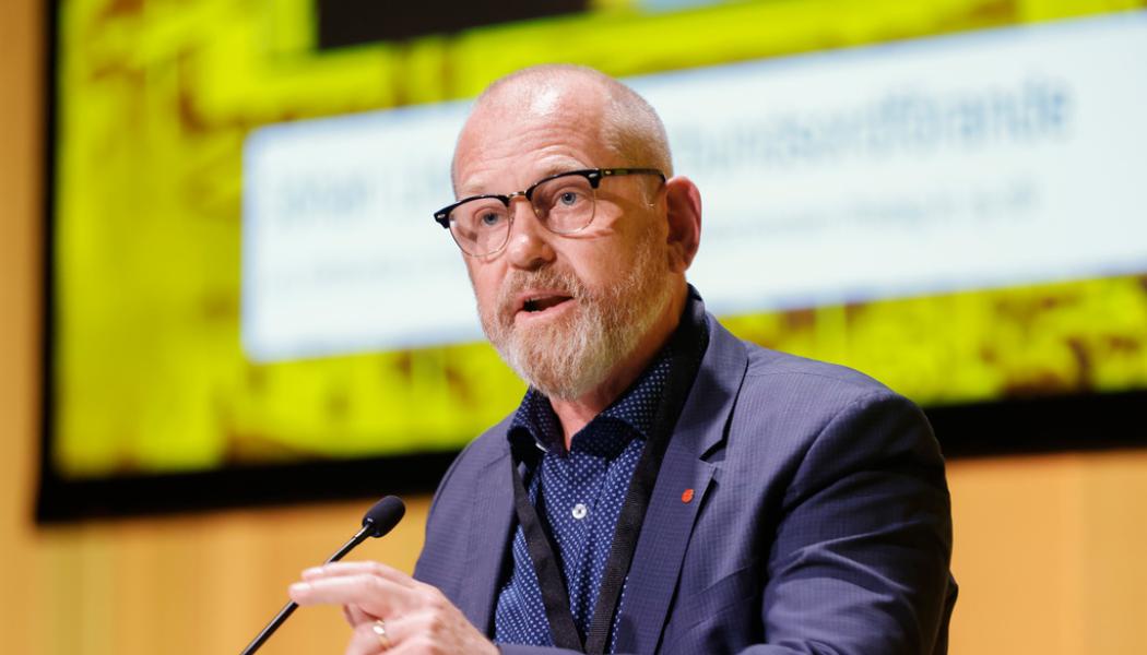 Christine Olsson/TT: Johan Lindholm, ordförande för LO-facket Byggnads. Arkivbild.