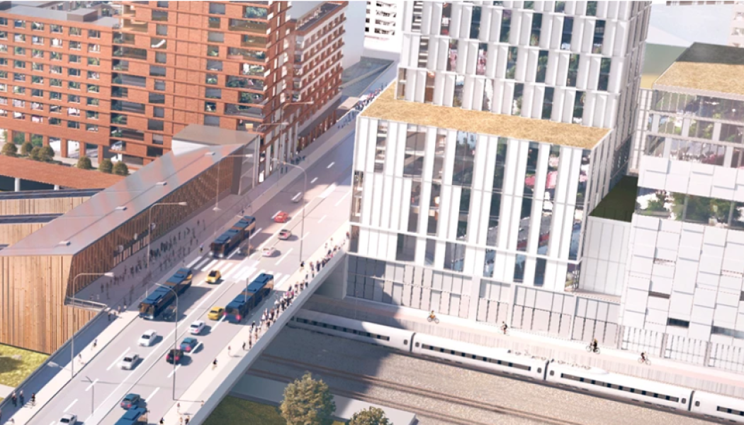 Den nya stationsentrén tar form mer och mer. Bild: Trafikverket
