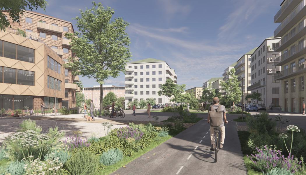 Järnvägen byggs ut från två till fyra spår mellan Huvudsta och Duvbo. Bild: AIX Arkitekter