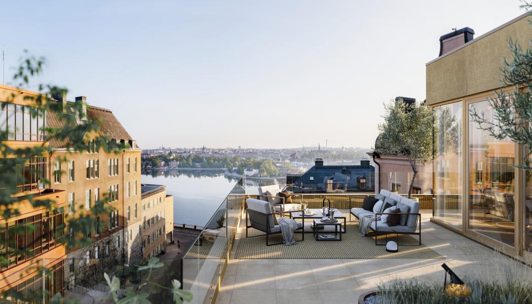 Lyxig takvåning på Södermalm till salu för 57 miljoner