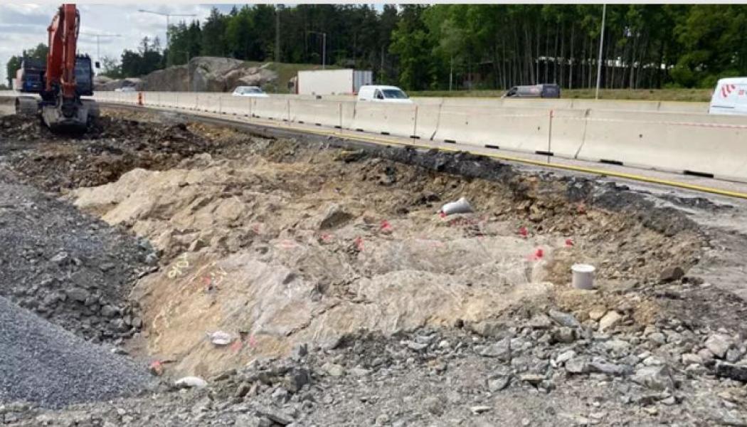markarbeten längs med E4/E20 vid Vårby backe. Foto: Trafikverket