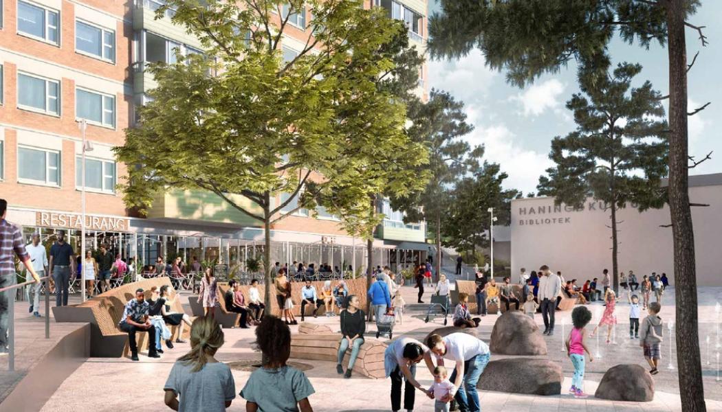 Visionsbild över Poseidons torg, Haninge kommun