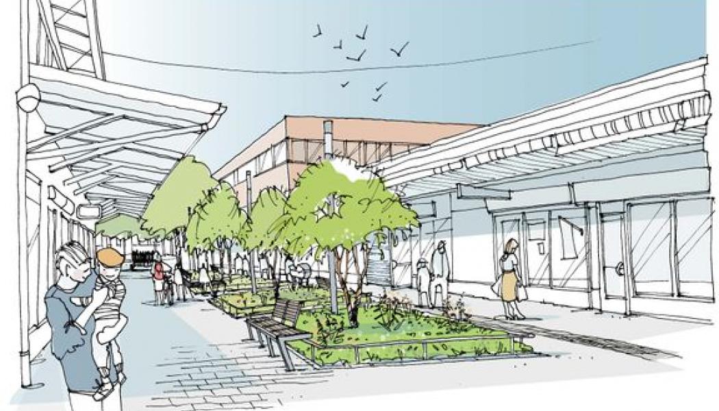 Hässelby torg. Illustration: Stockholms stad