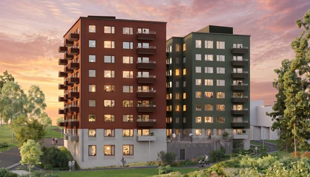 Bonava har tecknat avtal med Heimstaden Bostad om förvärv av byggklar mark i Skogås i Huddinge. Fotograf: LOCAL Architects Bonava