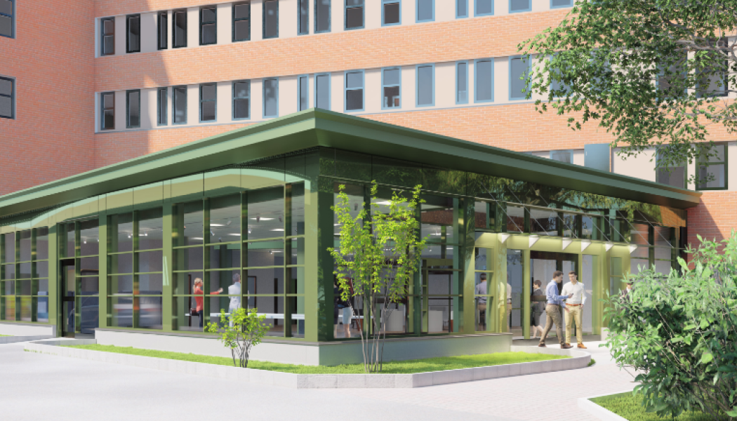 Illustration över kommunhuset i Upplands Väsby. Pressbild: ByggDialog