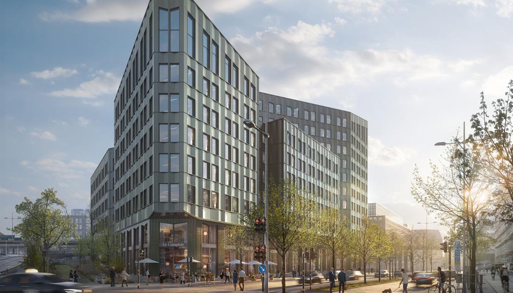 Skanskas nya kontorshus Olivin är ett hållbarhetsmässigt spetsprojekt. Bild: Skanska