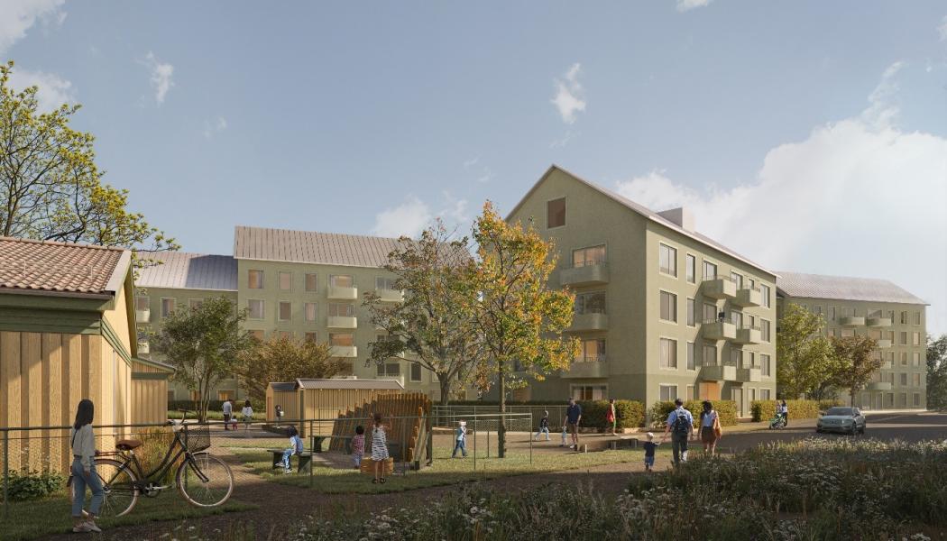 Illustration över byggrätter i Hässelby Villastad i Stockholm.  Pressbild: Realy Bostad