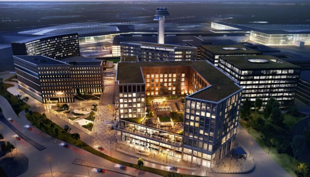 656 hotellrum, kongressal, restauranger och barer blir Strawberrys nya hotell på Arlanda Stockholms största hotell  foto: BAU