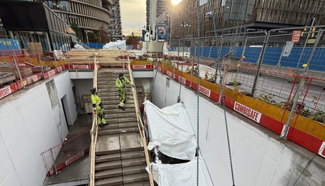 Montage av rulltrappan. Foto: Region Stockholm