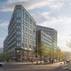 Skanskas 2-miljarderssatsning - Olivin blir Västra Kungsholmens nya landmärke. Foto: Skanska