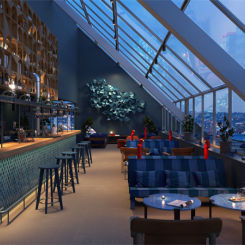 Utsikt över Värtahamnen från den kommande skybaren på Scandic Södra Kajen. Foto: Scandic