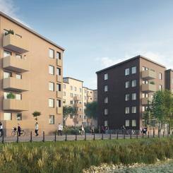 De nya kvarteren med hyreslägenheter är en del av omvandlingen av Bromstens industriområde till den nya stadsdelen Bromstensstaden.