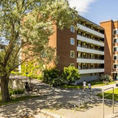 Framför detta hus på Bäckgårdsvägen i Vårby gård kommer Huge bygga ett kombohus. Foto: Ola Jacobsen