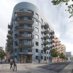 Vy från korsningen Frösögatan och Sveagatan. Till höger i bild skymtar tunnelbanestationen på Sveatorget. Visionsbild: Reliwe och Fojab.