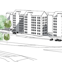 Illustration över södra Bergshamra. Pressbild: Bergkrantz Arkitektur