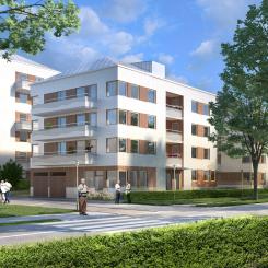 Örtuglandets arkitektur bygger på en gradvis stegring i skalan, där punkthusens höjd och fasadutformning skapar ett harmoniskt möte mellan områdets villor och åttavåningshus. (Foto: ÅWL Arkitekter)