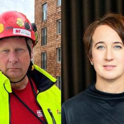 Tomas Kullberg, f.d. ordförande Byggnads Stockholm-Gotland och Kristin Andersson, Vd Stockholms Byggmästareförening. Pressbild:  Byggnads Stockholm-Gotland
