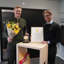 Filip Palosaari och John Elwin Segolsson vinnare av Nordbyggs Guldmedalj 2023 (Fotograf: Lina Hann)