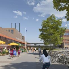 Ulvsunda industriområde genomgår en förvandling från industriområde till levande stadsdel. Illustration: White Arkitekter.