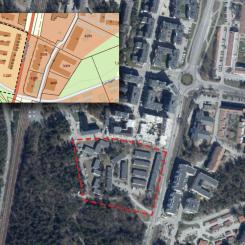 Del av Söderbymalm 3:296 med flera vid Iris väg/Nynäsvägen i södra Handen. Pressbild: Haninge kommun