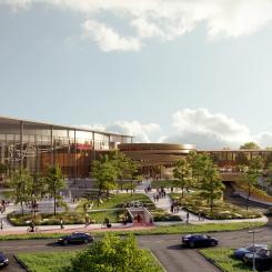 Bilden visar hur det är att tänkt att se ut när mötesplatsen byggs ihop med IKEA Kungens Kurva. Foto: Kungens Kurva Shoppingcenter